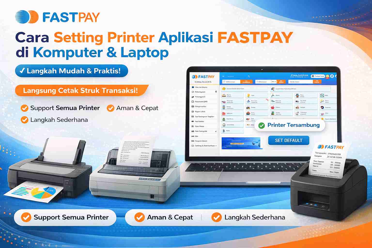 cara setting printer cetak struk fastpay di komputer dan laptop
