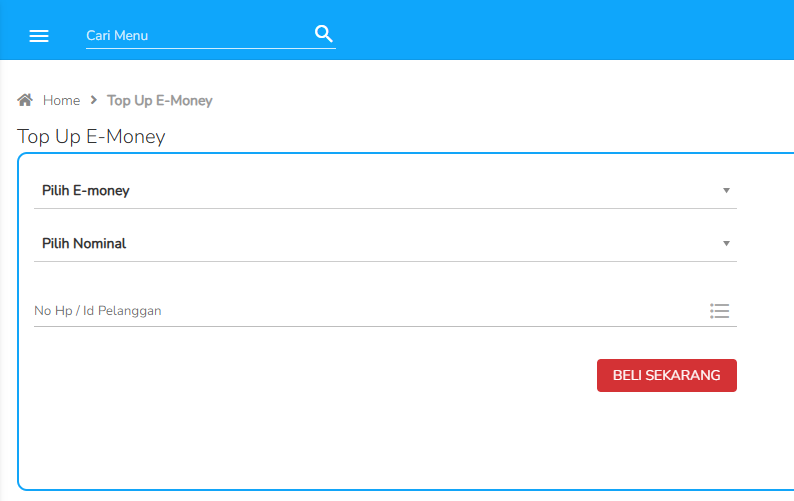 Pilih jenis e-wallet atau e-money