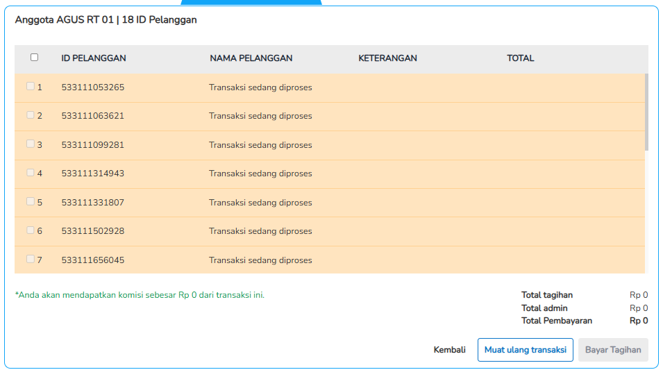 cara transaksi PLN kolektif - proses inquiry