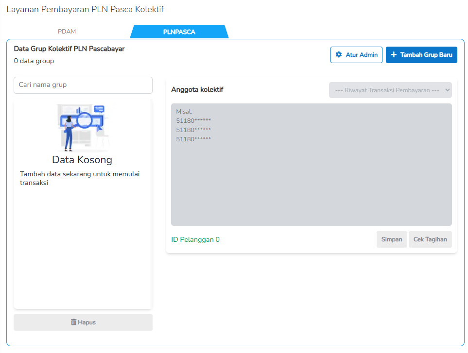 cara transaksi PLN kolektif - tambah grup-fastpay