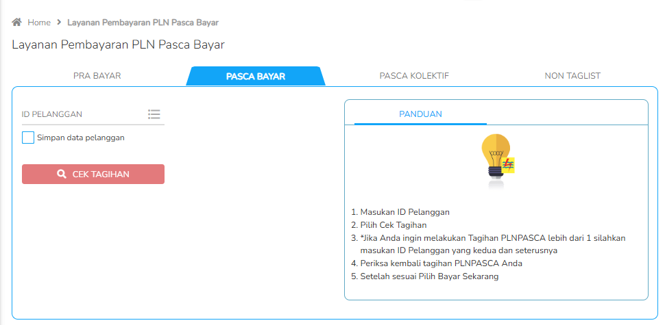 cara transaksi PLN - menu PLN paskabayar tagihan -fastpay