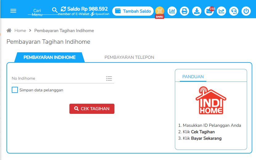 Cara transaksi bayar Telepon IndiHome di Fastpay 