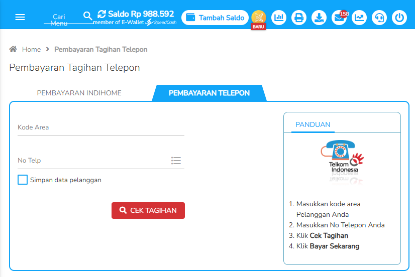 cara transaksi bayar telepon telkom di fastpay