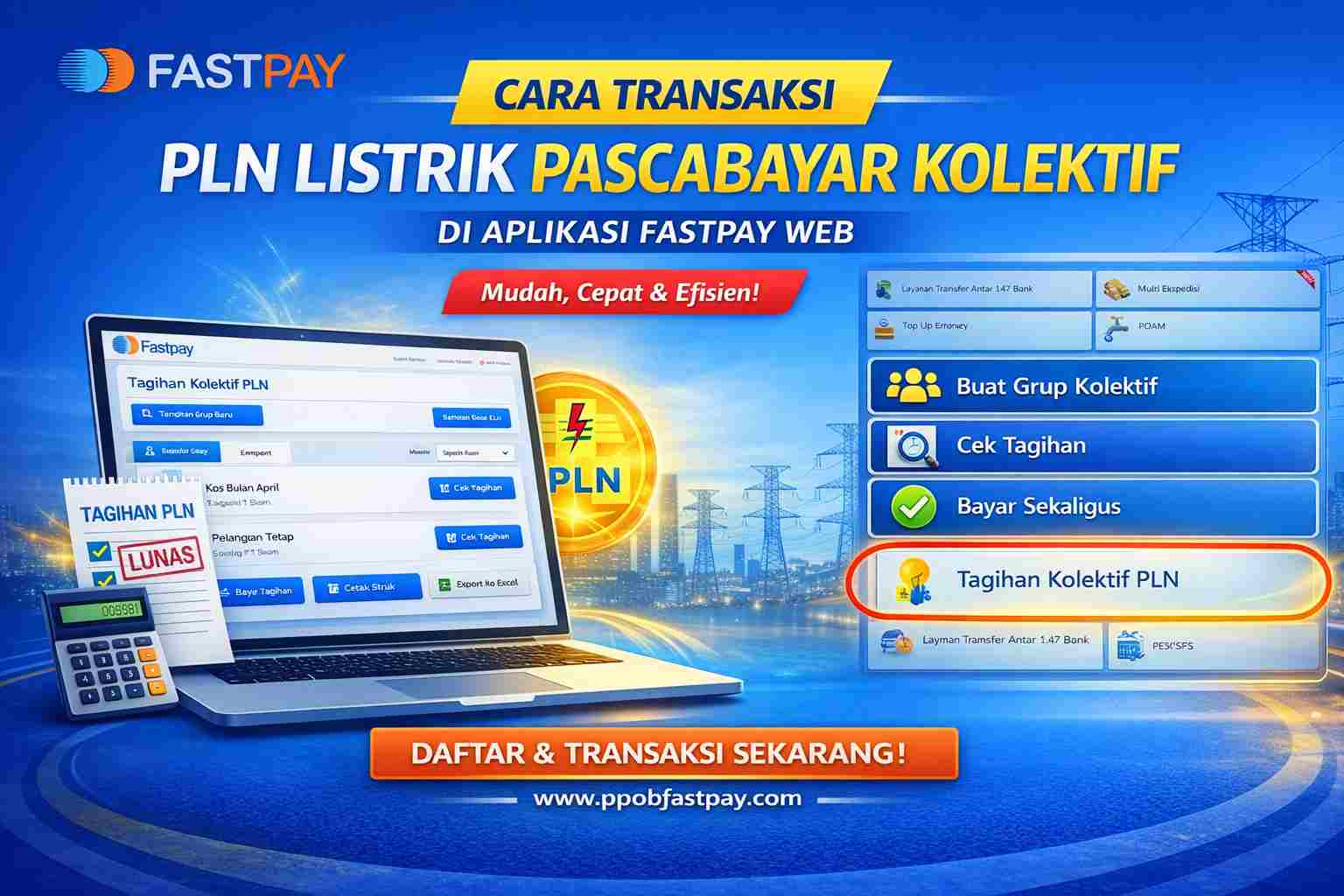 cara transaksi pln listrik kolektif di Fastpay