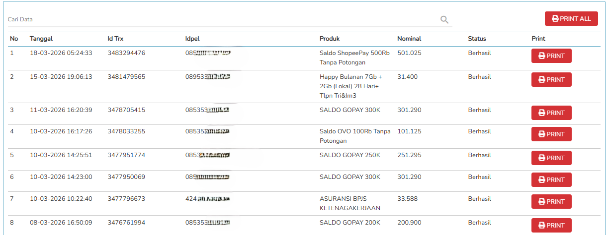 contoh laporan transaksi - fastpay