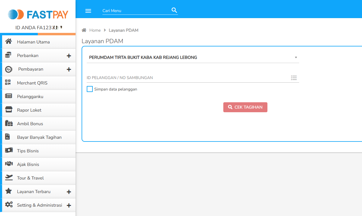 gambar menu transaksi pdam aplikasi fastpay layanan pdam lengkap
