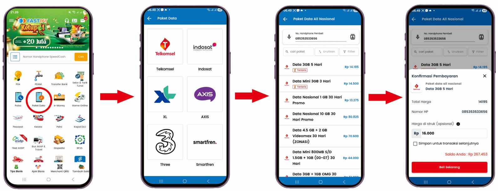panduan cara beli paket data di fastpay android