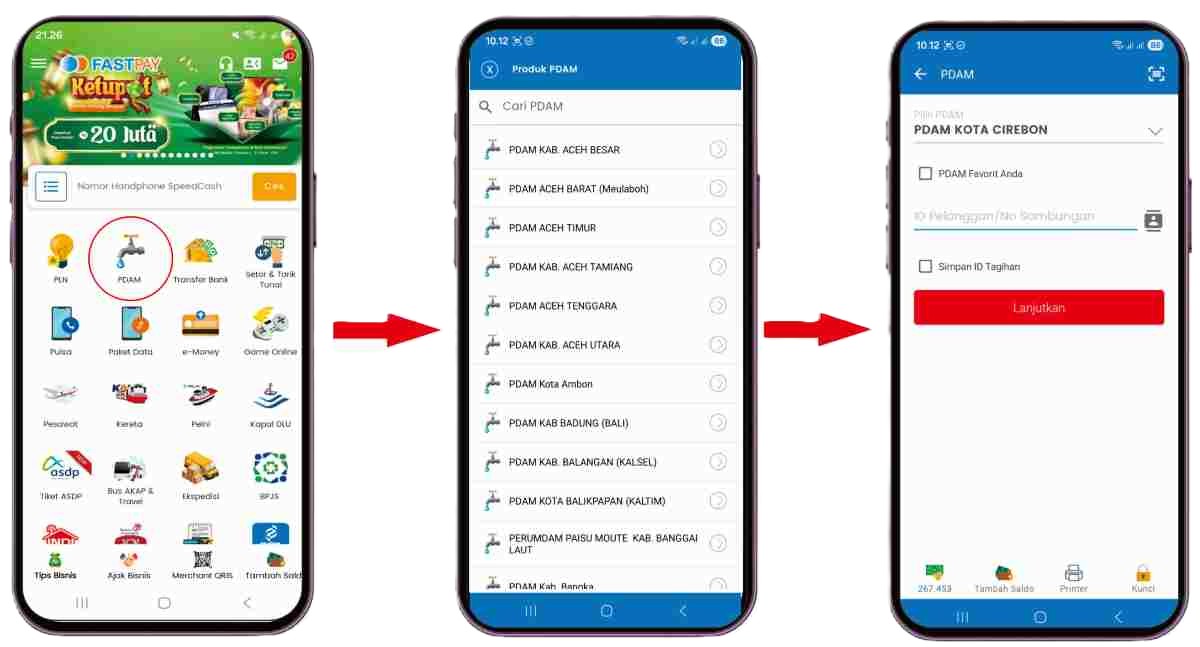 panduan cara transaksi pdam di HP Android- Aplikasi Fastpay2