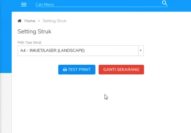 setting printer - setting struk - tes print
