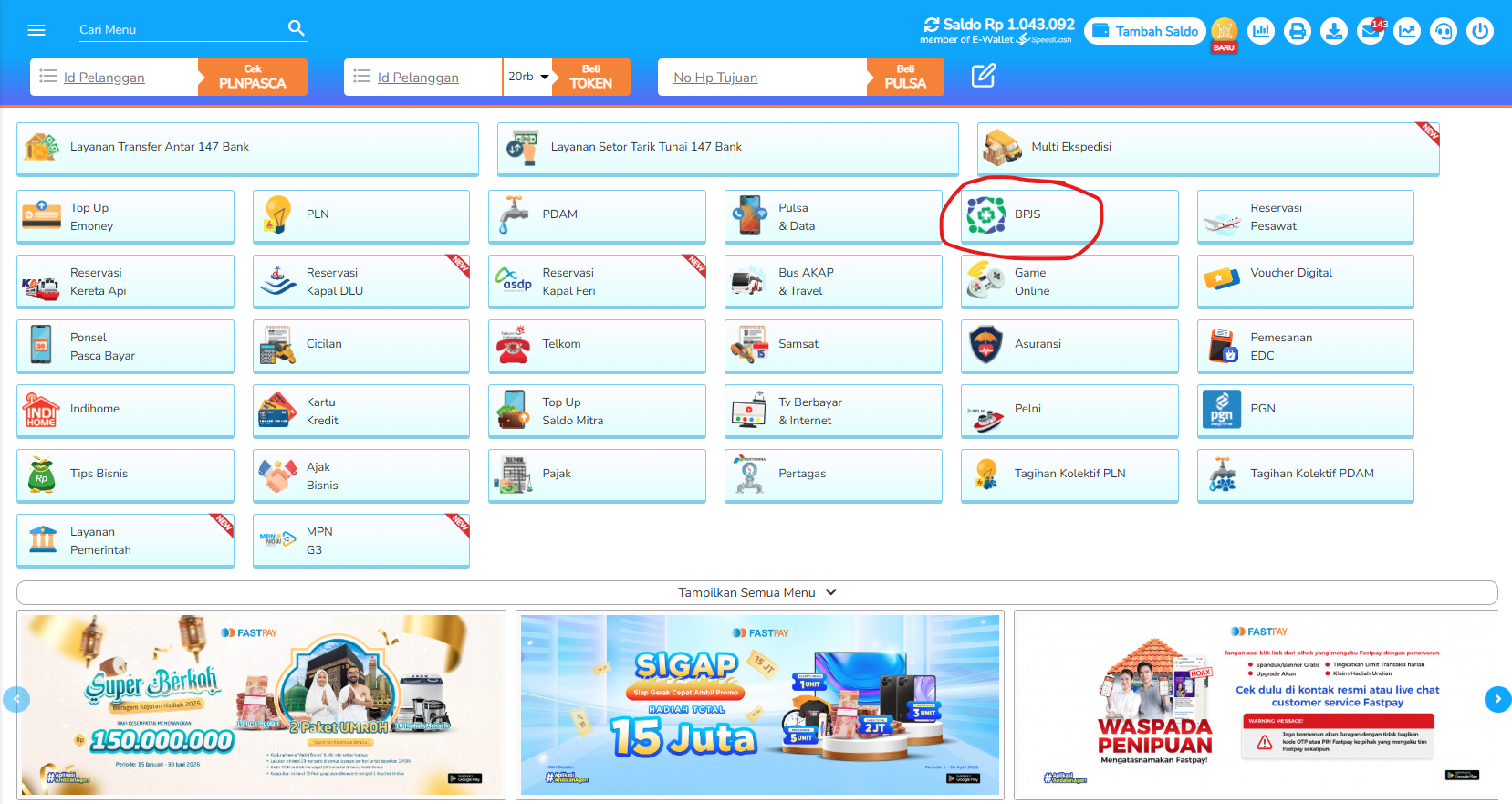 Cara Transaksi BPJS Ketenagakerjaan di Fastpay