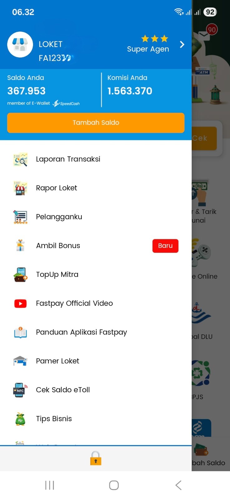 Cara cetak ulang transaksi fastpay android- menu laporan transaksi