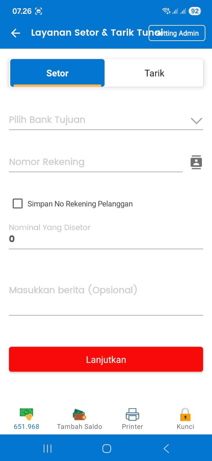 2. Pilih Menu Setting Admin