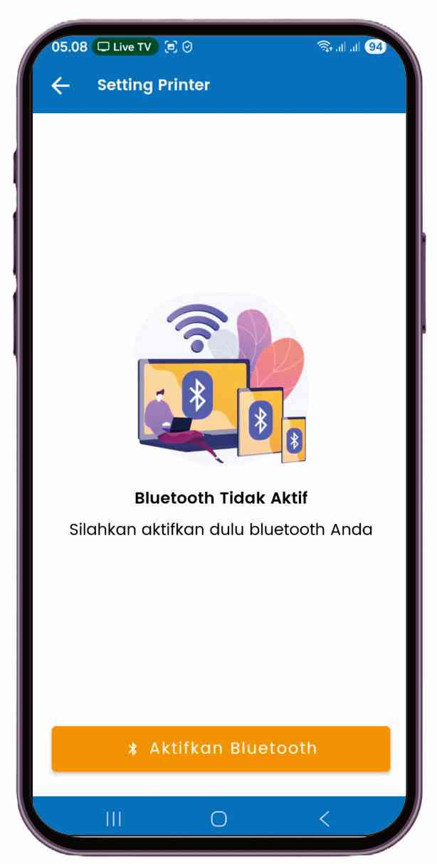 cara setting printer - Aplikasi Fastpay Android - Aktifkan Bluetooth