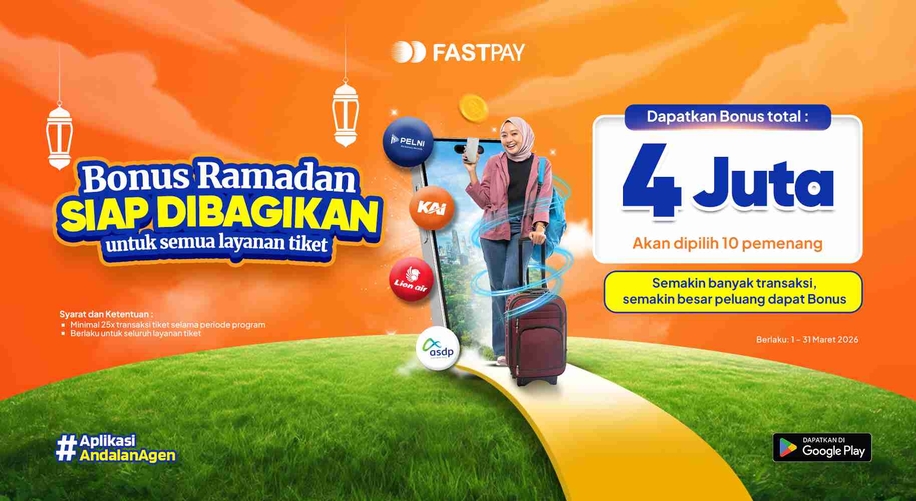Aplikasi Fastpay - Promo Tiket- Total Hadiah 4 juta untuk 10 pemenang