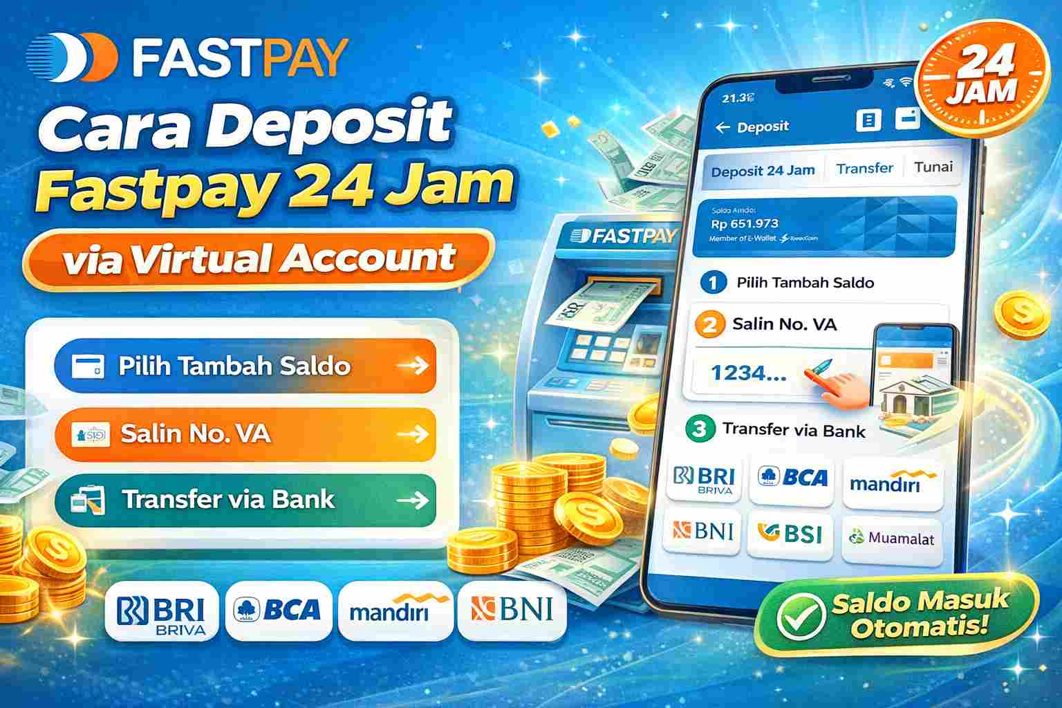 Cara topup isi saldo depost Fastpay 24 jam