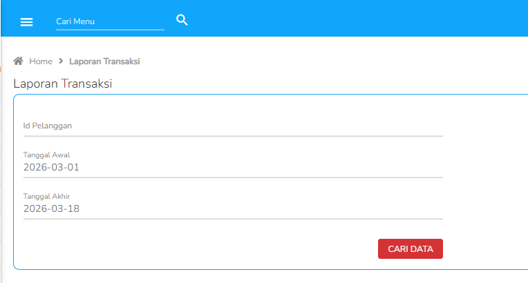Laporan transaksi - atur tanggal transaksi