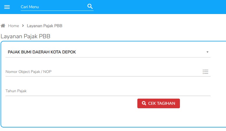 Menu PBB di aplikasi Fastpay untuk pembayaran pajak bumi dan bangunan secara online