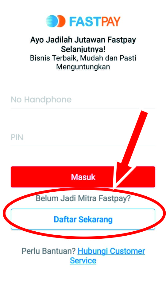 Gambar tampilan menu daftar fastpay di android