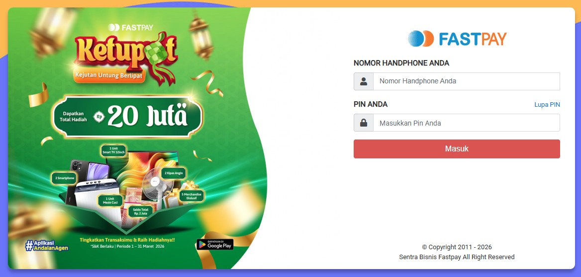 gambar halaman login aplikasi fastpay