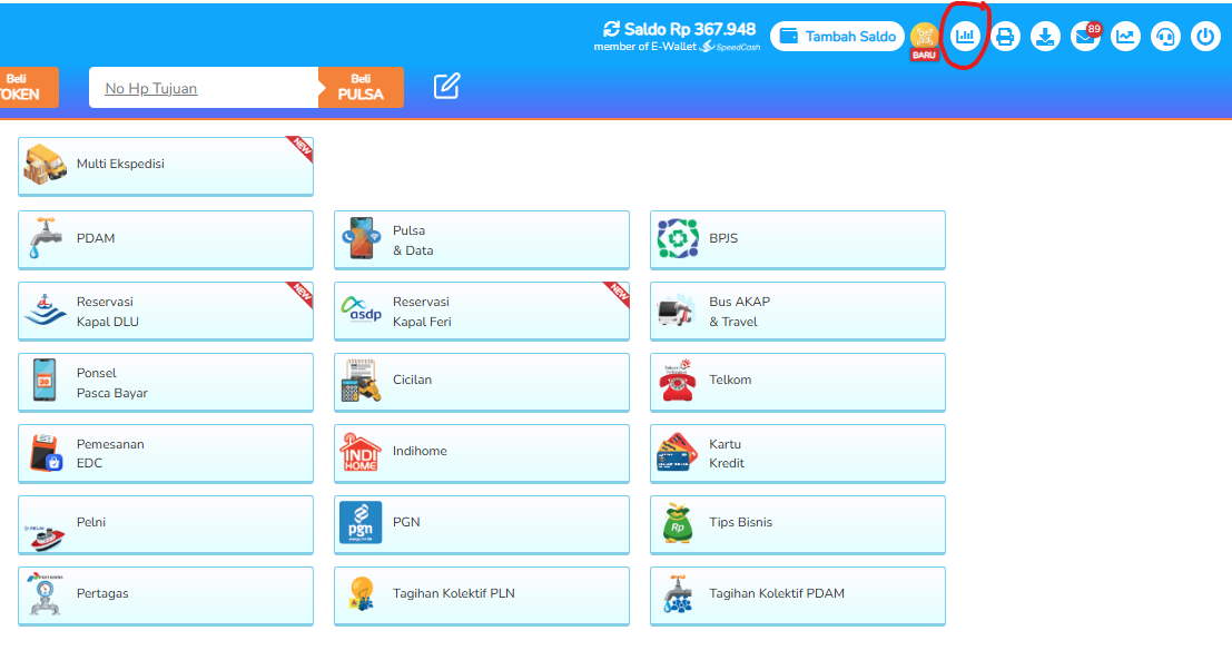 menu Laporan transaksi - fastpay