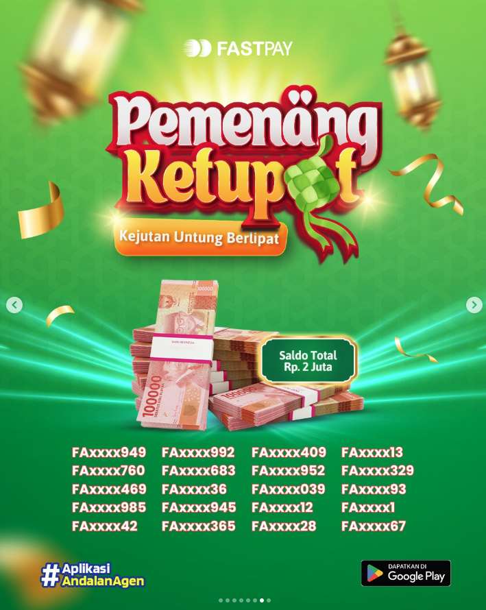 Pemenang Ketupat - saldo total 2 juta
