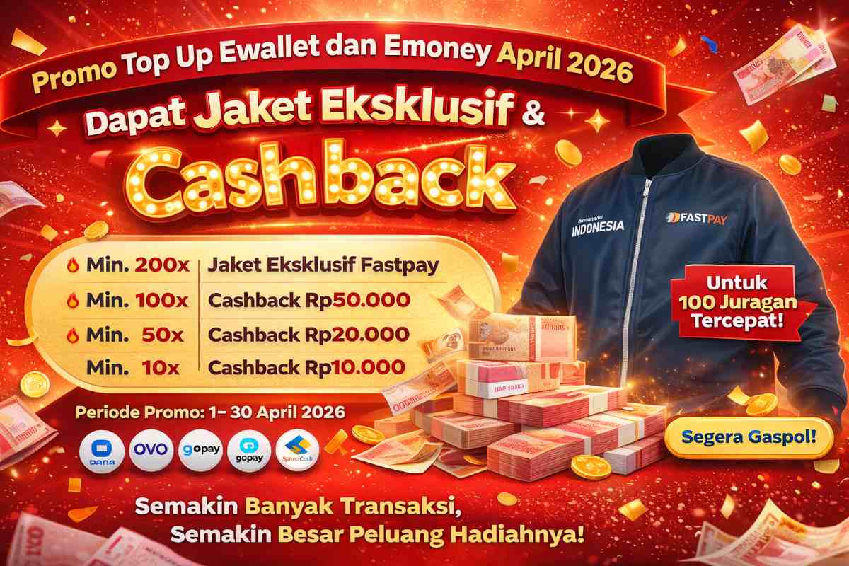 Promo top up ewallet dan emoney Fastpay dapat jaket eksklusif April 2026