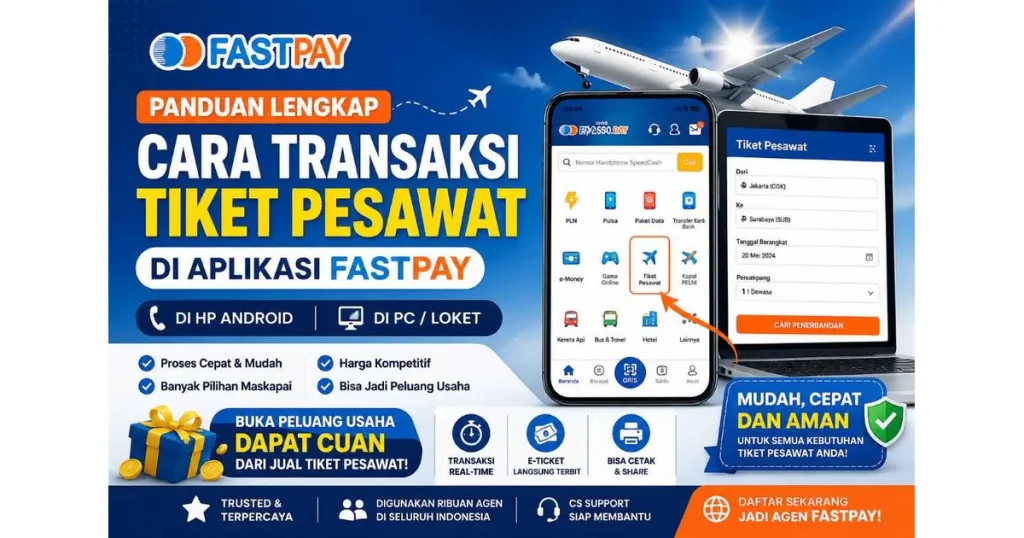 Cara transaksi tiket pesawat Fastpay di HP dan PC
