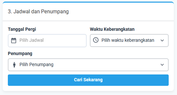 pilih jadwal keberangkatan - tanggal dan waktu keberangkatan ASDP