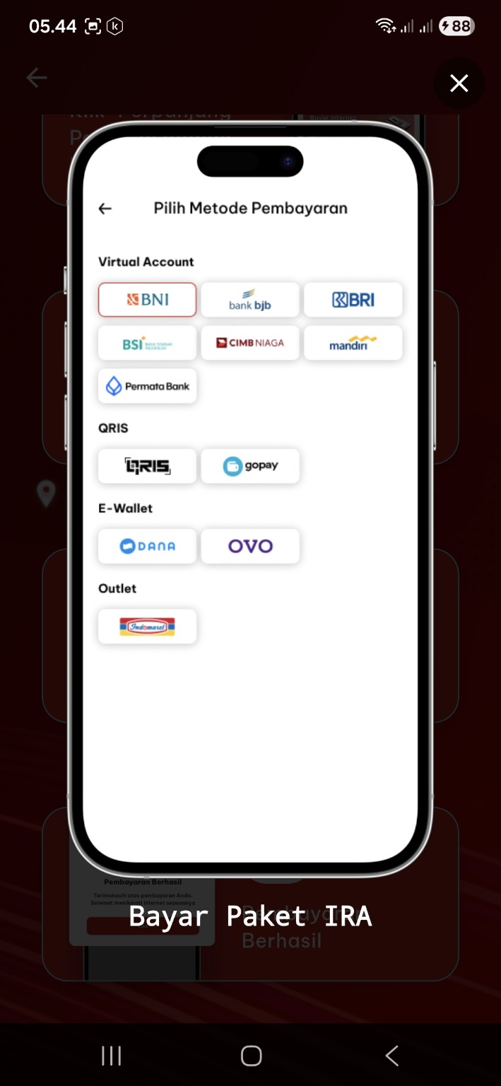 cara bayar internet rakyat - pilih metode bayar