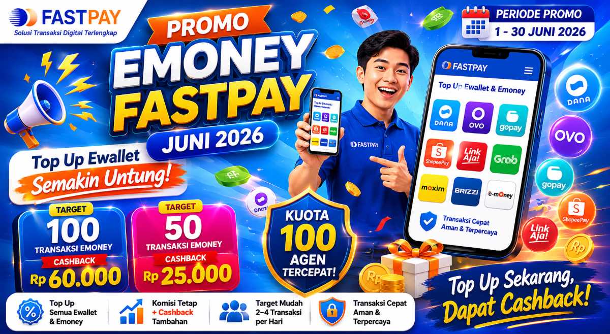 Promo Emoney Fastpay Juni 2026: Cashback hingga Rp60.000