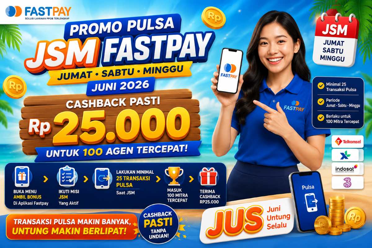 Promo Pulsa Fastpay JSM Juni 2026: Cashback Rp25.000