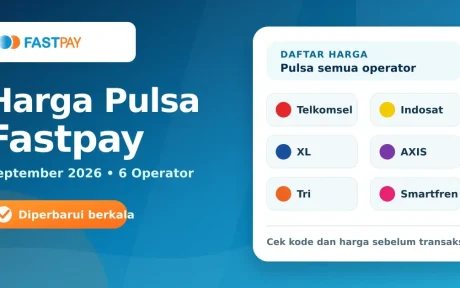 Daftar harga pulsa Fastpay Telkomsel, Indosat, XL, AXIS, Tri, dan Smartfren September 2026