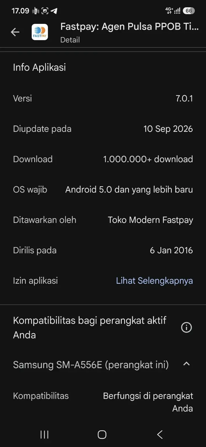 Info versi Fastpay v7.0.1 diperbarui 10 September 2026 di Google Play