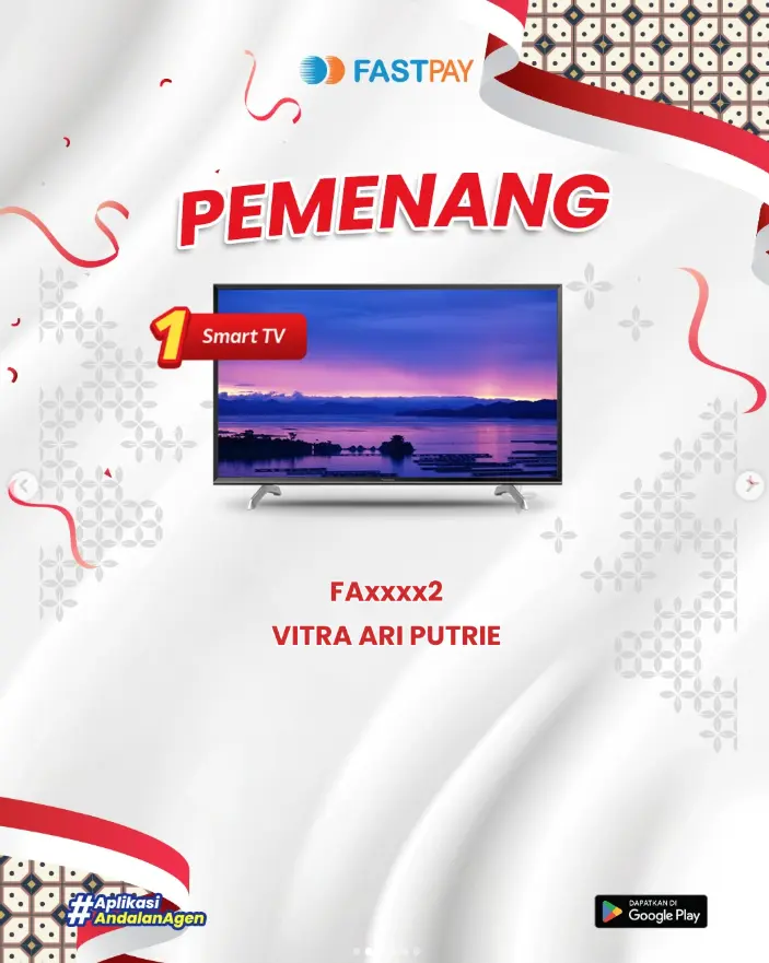 Vitra Ari Putrie pemenang Smart TV program NUSANTARA Fastpay Agustus 2026