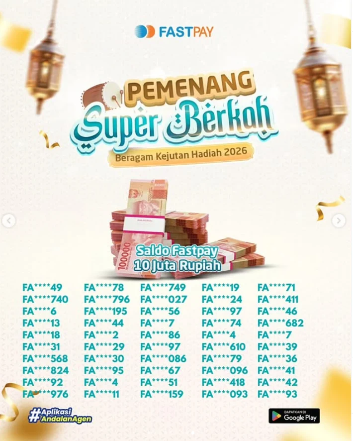 Poster pertama: 50 ID pemenang saldo Fastpay Super Berkah 2026