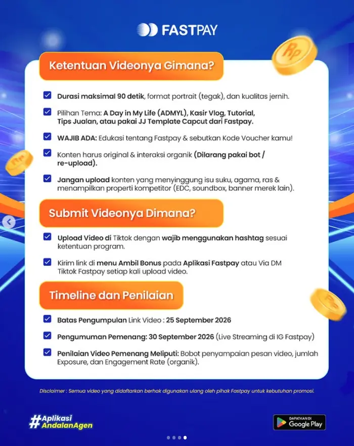 Ketentuan video, pengumpulan link, timeline, dan penilaian Video Challenge Fastpay September 2026