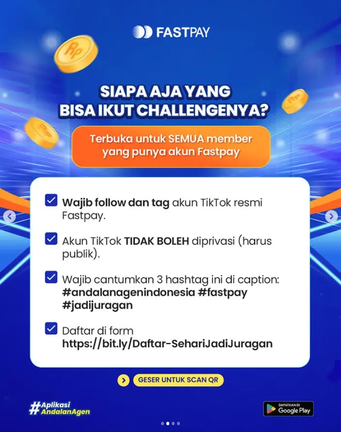 Syarat peserta Video Challenge Fastpay Sehari Jadi Juragan