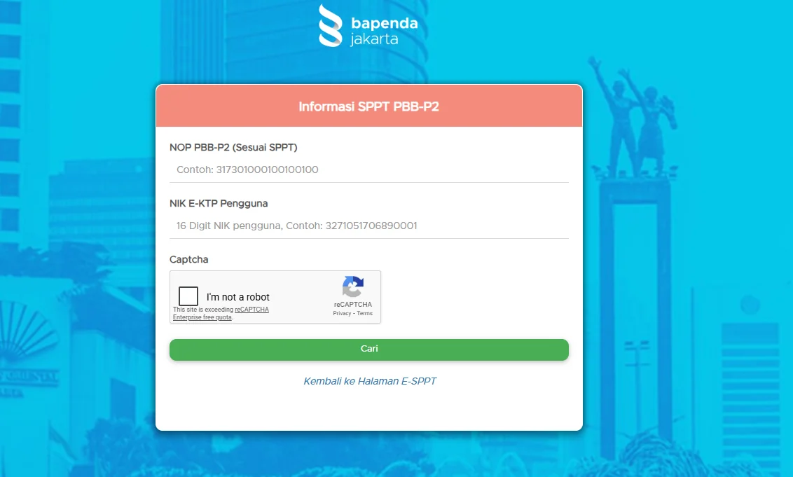 Cara cek tagihan PBB Jakarta opt 1632 20261012