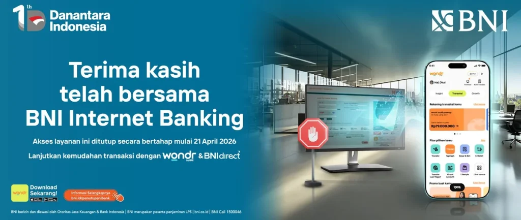 Pemberitahuan Penutupan Layanan BNI Internet Banking