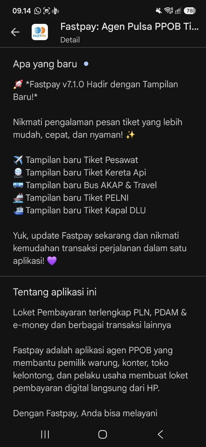 Catatan rilis Fastpay v7.1.0 tentang pembaruan tampilan lima layanan tiket