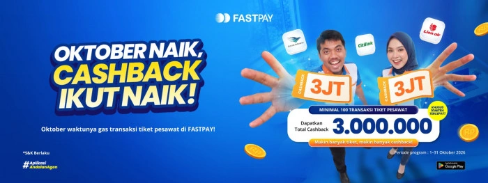 Poster promo Fastpay Oktober Naik, Cashback Ikut Naik 2026