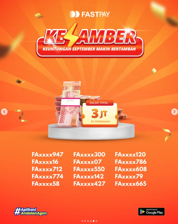 Daftar ID penerima saldo KESAMBER Fastpay, bagian pertama dari dua.
