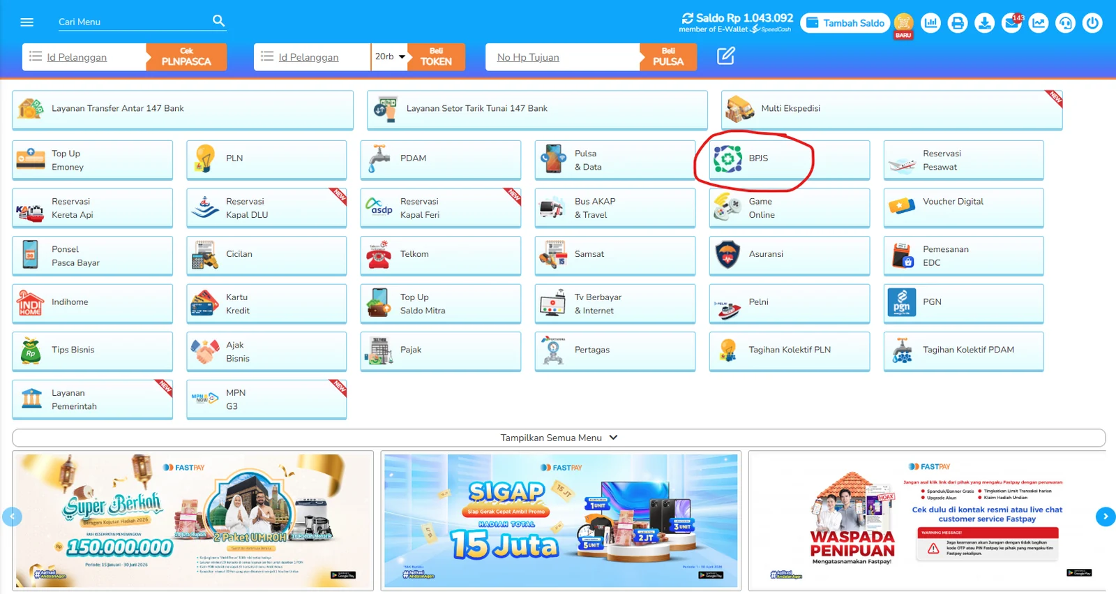 Cara Transaksi BPJS Ketenagakerjaan di Fastpay